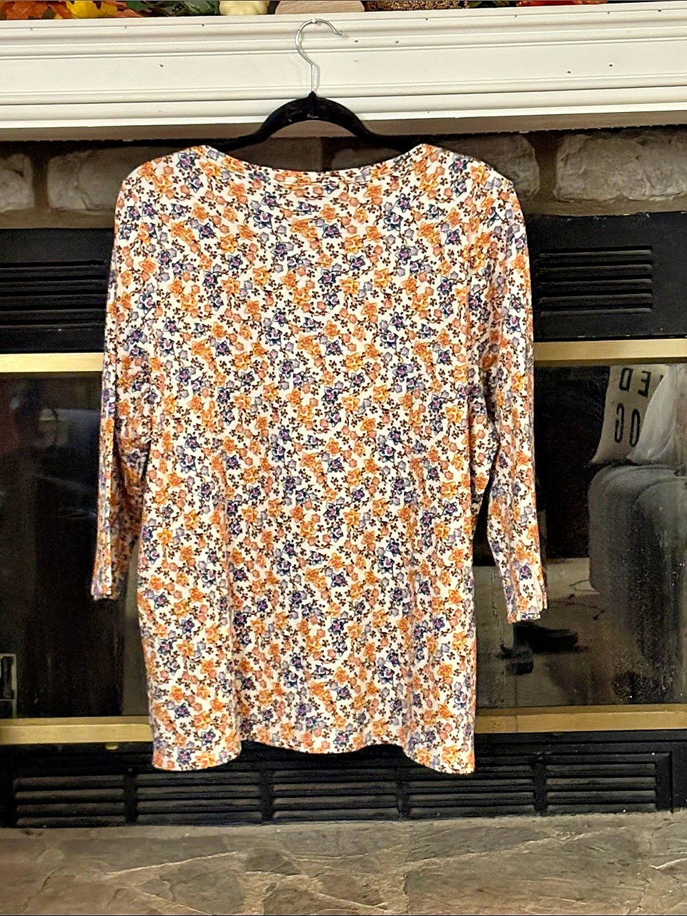 Style&Co. Floral Long Sleeve Tunic in White & Orange Size 2X NWT